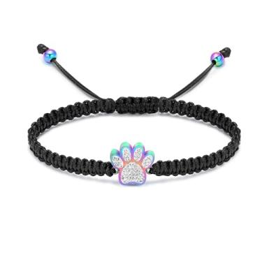 Imagem de Oinsi Joias de cremação para animais de estimação para cinzas cão gato pata urna pulseira para mulheres homens pulseira pulseira de corda ajustável colorido