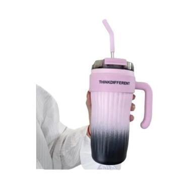 Imagem de Garrafa Térmica De Aço Inoxidável De Grande Capacidade Com Canudo E Al