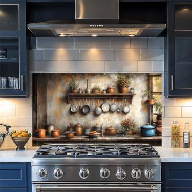 Imagem de Papel de parede de cozinha autoadesivo à prova de óleo, impermeável, protetor de parede, papel removível para armário