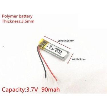 Imagem de Bateria 90 Mah 3,7 V 3,5mm X 9mm X 26mm C/2 Fios Carta - bgb