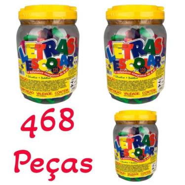 Imagem de Kit 3 Potes De Letras  Pica Pau  468 Peças 18 Alfabetos Completos Abec