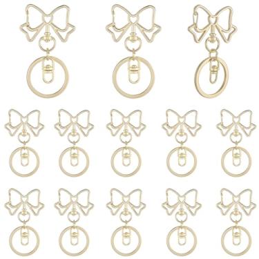 Imagem de SUNNYCLUE 1 caixa, 18 peças, fecho de chaveiro em forma de laço, ganchos de fecho giratório de metal, fivela de pressão, clipe de mola com anéis de salto, argolas para chaveiro, joias, faça você mesmo