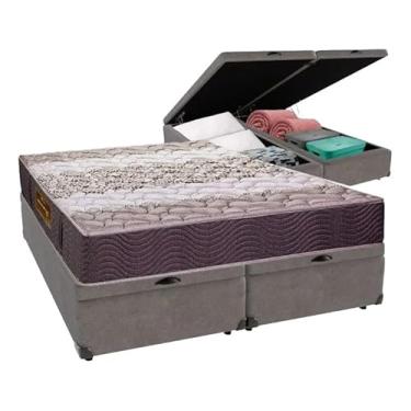 Imagem de Baú Queen + Colchão Orthopedic Plus 25 Cm Alt. (Courino Marrom)