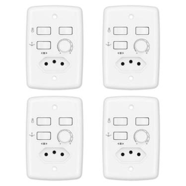 Imagem de Kit com 4 trio controle rotativo p/2 lâmpadas com tomada - 001789, Biv