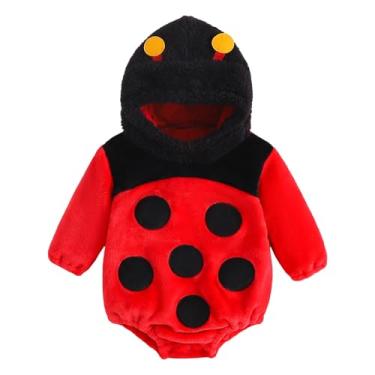 Imagem de Baby Halloween Costume Boy Girl Animal Monster Hooded Romper Toddler Warm Costumes (Red Ladybug,3-6 Months)
