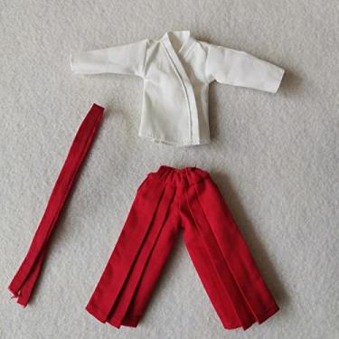 Imagem de Kimono Samurai 1/12 Roupas para Palhaço 15 cm SHF MEZCO 3ATOYS Vtoys Roupas de boneca (blusa branca e calças vermelhas)