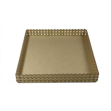 Imagem de Bandeja Pérolas Quadrada 30x30x5cm Lisa - MDF a Laser - Arte Magazine