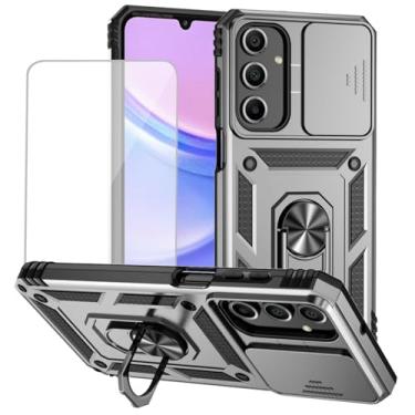 Imagem de Yodueiv Capa para Galaxy A16 5G, capa para SamsungA16 SM-A166B com protetor de tela de vidro temperado e capa de câmera deslizante, anel magnético suporte de carro capa protetora para Samsung Galaxy