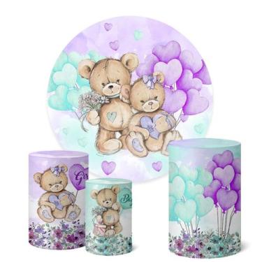 Imagem de Trio Capas Cilindro + Painel Redondo 1,50m Chá Revelação - Fadrix, K1C