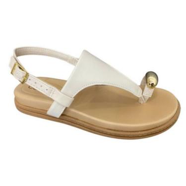 Imagem de Sandália Feminina Beira Rio Rasteira Dedo Conforto Ring Toe, Branco of