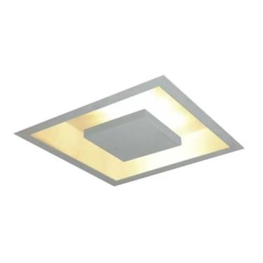 Imagem de Plafon De Embutir Luz Indireta 100% Alumínio 40x40 Com Led - Material Branco/Luz Brinde Amarela - 110V/220V