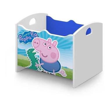 Imagem de Baú Infantil Peppa George MDF Branco com Adesivo - Ofertamo, Azul