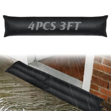 Imagem de 4 peças de barreiras de inundação sem areia de 0,9 m para casa - sacos de areia de barreira ativada por água, barreiras de água reutilizáveis sacos de areia para inundar portas exteriores de casa