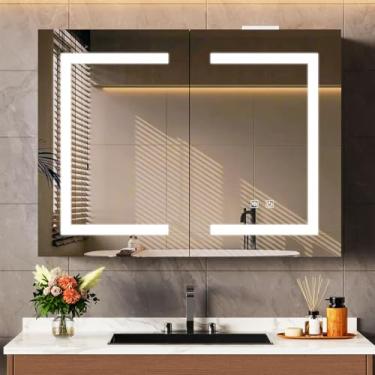 Imagem de Snughome Armário de remédios para banheiro com espelho e luz LED