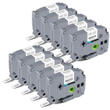 Imagem de Fita PTouch 12 mm 0,47 branca compatível com Brother Label Maker Tape TZe-231 12 mm 0,47 tinta preta em fita branca funciona com Brother PTouch D220 PTD210 PTH110 PTH111 PTP710BT PTD400 Cubo, pacote