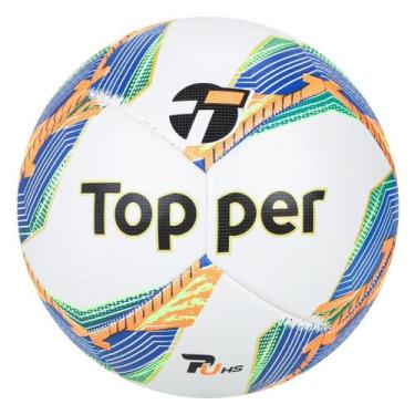 Imagem de Bola Futebol Campo Topper Samba Pro, Branco, Laranja, Azul, UN