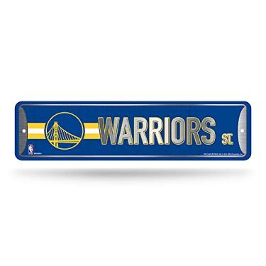 Imagem de Rico Industries Placa de rua de metal NBA Golden State Warriors para decoração de casa (10 x 38 cm) - ótima para casa, escritório, quarto e caverna masculina - Feita