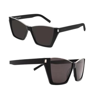 Imagem de Saint Laurent SL 369 KATE Óculos de sol em forma de olho de gato com kit de óculos - Ajuste de ponte alta - Óculos de sol femininos de designer