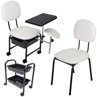 Imagem de Kit Cirandinha Manicure +Carrinho + Cadeira Cliente - Branco - For-ty