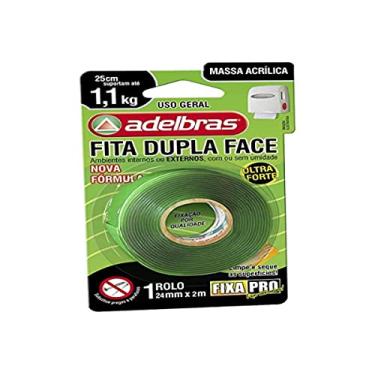 Imagem de Fita Dupla Face, Adelbras, Fixa Pro, Massa Acrílica, 24mmx2m, Verde