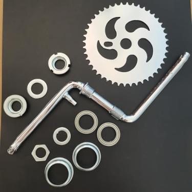Imagem de ZZRSDAN Silver 170 mm, peça única, roda dentada 44T e atualização, novo kit de manivela de pedal de 5 cm de largura, para motor de 2 tempos, bicicleta motorizada a gás 48cc/66cc/80cc