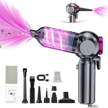 Imagem de ZARRSON Aspirador de carro portátil sem fio; aspirador de ar e espanador de ar de alta potência 16000PA, mini aspiradores portáteis 12 em 1 sem fio com luz LED, aspirador de mão para carro, escritório