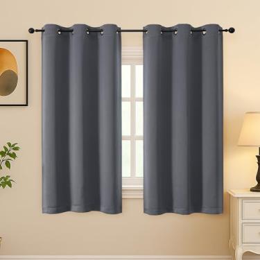 Imagem de Simplebrand Cortinas cinza para quarto de 153 cm de comprimento, conjunto de 2 painéis, cortinas com isolamento térmico para quarto de bebê, cortinas lisas e macias para tratamento de janela, L101 x