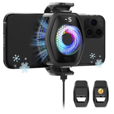 Imagem de Jremreo Cooler magnético 2 em 1 para telefone com clipe – radiador com ventilador de resfriamento de celular para jogos alimentado por semicondutores para iPhone/Android/iPad/Tablet – jogos, chamadas