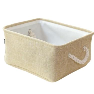 Imagem de Caixa Organizadora Dobrável de Tecido Linho Multiuso 41x32x20cm (Bege)