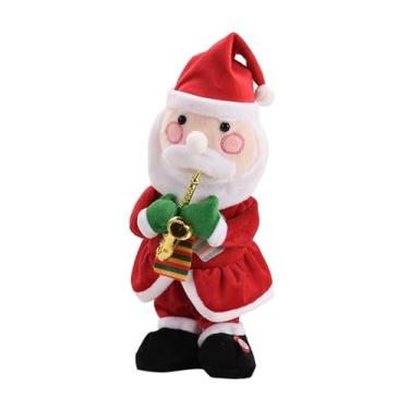 Imagem de Fancyes Brinquedo de pelúcia elétrico, boneco de pelúcia, decoração de mesa de Natal, decoração de Natal animada para sala de estar, prateleira de escritório, Papai Noel