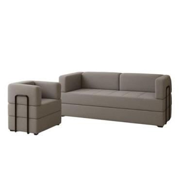 Imagem de Kit Sofá e Poltrona na Caixa Modular Roberta Para a Sala - Online Conf