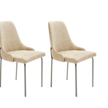 Imagem de Conjunto com 2 Cadeiras Metal Vicenza Moderna Mobilia, Milano/Prata