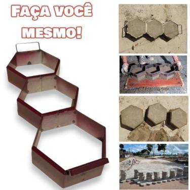 Imagem de Forma Fazer Bloco Sextavado 3 Blocos 17x4cm Lajotinha Piso - Fli Comér