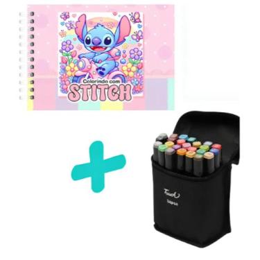 Imagem de Kit Livrinho De Colorir Pintura + 24 Canetinhas Ponta Dupla Marcadoras