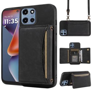 Imagem de Capa de telefone para Motorola Moto G 5G 2025 capa carteira com alça de ombro transversal, suporte fino para cartão de crédito de couro PU, acessórios para celular, bolsa flip para celular G5G 5 G G5