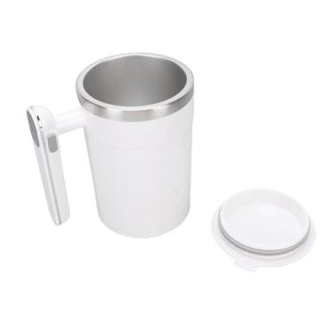 Imagem de Pssopp Caneca de café de Agitação Automática, Projeto de Exibição de Temperatura ímã e Mistura de Alta Velocidade de 400 Ml de Agitação Elétrica para Uso de Viagens Ao Escritório (creme branco)
