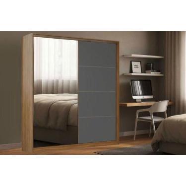 Imagem de Guarda Roupa Casal 2 Portas de Correr (1 c/ Espelho) e 3 Gavetas Belga