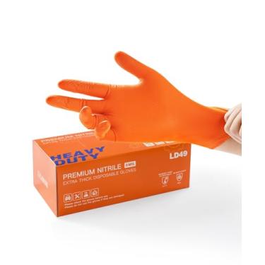Imagem de Luvas de nitrilo descartáveis LANON 8 mil, mecânicas, resistentes, seguras para alimentos, sem látex, sem pó, totalmente texturizadas, médias