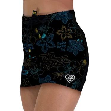 Imagem de Saia Cyclone Veludo Tropical Setas Heavy, Preto, Azul, PP