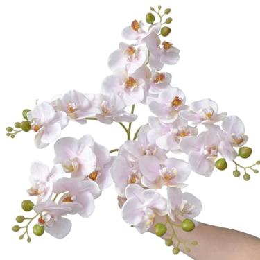 Imagem de Mythlty 5 peças de hastes de orquídea artificial rosa com toque real para vaso, arranjo de hastes de orquídeas falsas para buquês de casamento, decoração de festa, decoração de casa, escritório, casa