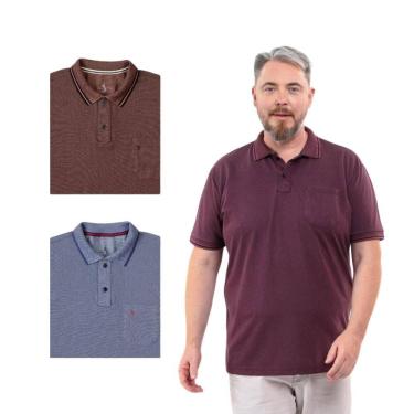 Imagem de Kit 3 Camisa Polo Masculina Plus Size Pique com Bolso Casual