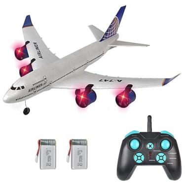 Imagem de STEDMZ Airbus 747 A380 2.4G 3CH Remote Control Electric Airplane - Easy to Fly RC Plane for Beginners - EPP Foam Fixed Wing Glider Model - LED Lights - Four Motor Airliner - 2 Batteries (747)