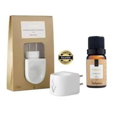 Imagem de Kit Difusor Aromatizador Eletrico de Porcela Via Aroma Com Essencia 10