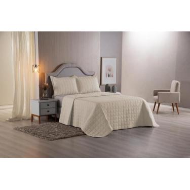 Imagem de Cobre Leito Colcha Casal Queen 3 Peças Palha Matelado Percal 100 % Alg