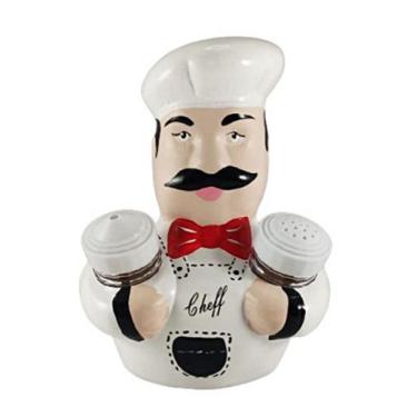 Imagem de Cozinheiro Cheff Paliteiro Saleiro e Porta Guardanapo - Decore Casa