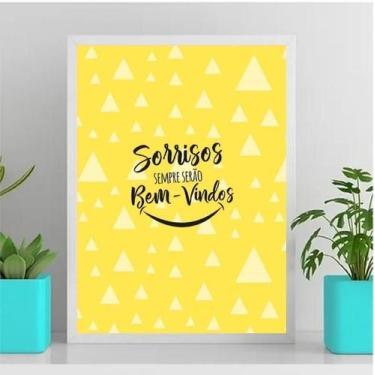 Imagem de Quadro Sorrisos Sempre Serão Bem Vindos 45X34Cm - Com Vidro - Quadros 