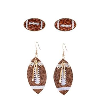 Imagem de Brincos esportivos femininos com glitter, 2 peças, strass, beisebol, futebol, basquete, rubby, presentes divertidos, fãs de esportes, amantes, capacete, brinquedo, bola esportiva, middle, Acrílico