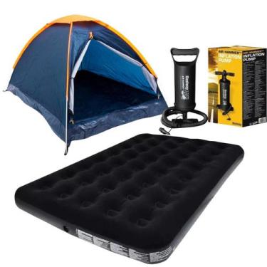 Imagem de Kit Barraca Camping 3 Lugares Com Colchão Casal Acampamento - Nautika,