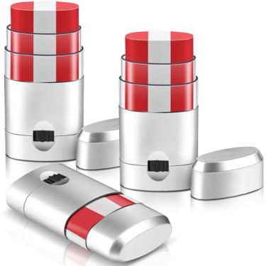 Imagem de Maxcheck 3 peças de tinta facial vermelha branca e vermelha para olhos vermelhos misturável com redução de brilho seguro para maquiagem esportiva, crianças, adultos, atletas, beisebol, jogadores de