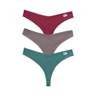 Imagem de Conjunto De 3 Peças De Tangas Femininas Sexy De Algodão Com Cintura Em